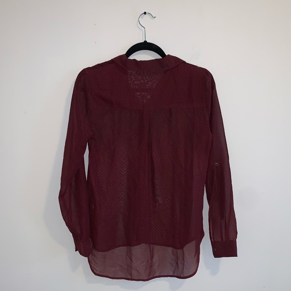 Metallic Dotted Sheer Button-Down - Picture 2 of 4